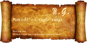 Maklári Gyöngyi névjegykártya
