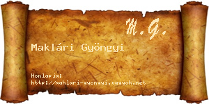 Maklári Gyöngyi névjegykártya